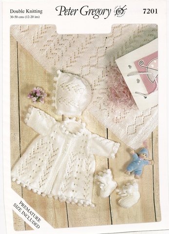 Peter Gregory Knitting Pattern 7201 Baby Clothes