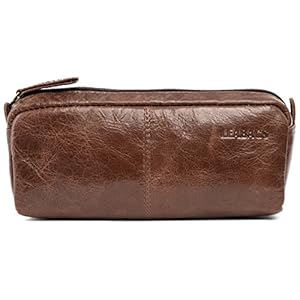 LEABAGS Fort Wayne lederen mapje I mapje van echt buffelleer I vintage look I lederen etui I pennenetui I kleine etui I…