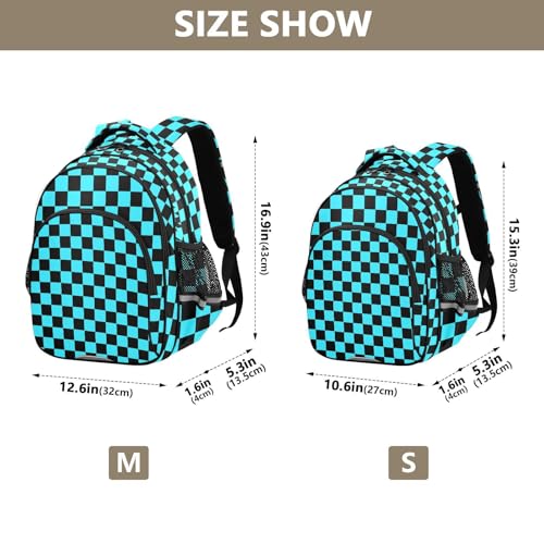 Blacka and Blue Buffalo Checkered Toddler Backpack for Prechool Boys Girls 3-8 Years Mini Bookbag S4