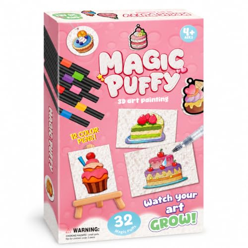 Image of MZYTOZA Magic Foam Texture Painting Kit - 3D Art Craft Magic Puffs Paint Kit, 15 Mess-Free Paint by Number Craft for Kids (Pink)
