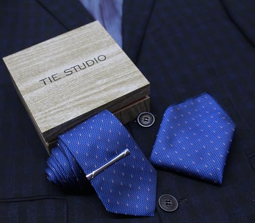Image of TIE STUDIO Men's Necktie Pocket Square & Cufflink Set | Standard | Jacquard Fabric | Superior Stitching |