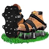 NAZZO Lawn Aerator Shoes, Patented Upgrade Double Layer Lawn Shoes, Spring-Loaded Design, No Dirt on The Shoes, Soil Yard Aerator Tool for Aerating Patio Garden, Black