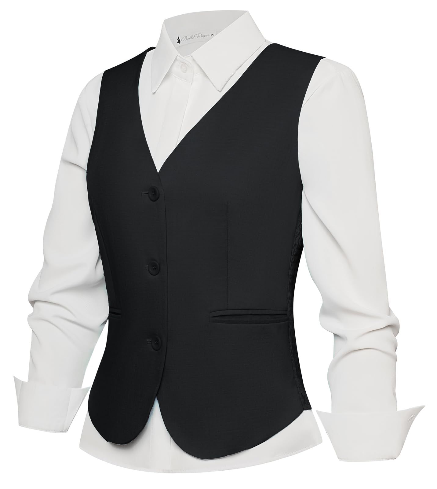 Belle Poque Women Suit Vest Button Down Dressy Vest Tops Waistcoat with Pockets