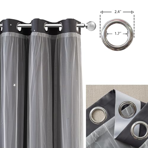 Image of Yancorp Grey Curtains for Bedroom Living Room Thermal Insulated Kids Curtain Hollow-Out Star Window Nursery Curtain 63 inches Length Room Darkening Grommet(Grey,34 * 63),1 Panel