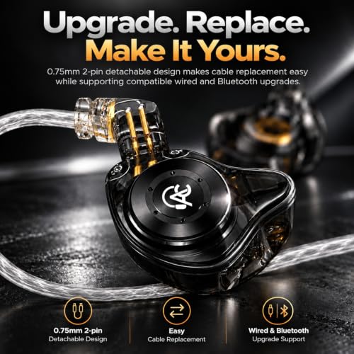 Image of AUDIOCULAR x KZ EDX Pro HiFi Wired in-Ear Monitor (IEM) Earphones with KT02H20P DAC 10mm Dynamic Driver, App Sound Customization, Wide Soundstage, Detachable 2-Pin Cable (Green Type C with Mic)