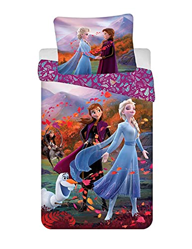 Jerry Fabrics Disney Frozen 2 Wind - Juego de Cama para Niños, Funda de Edredón 140 x 200 cm y Funda de Almohada 70 x 90 cm