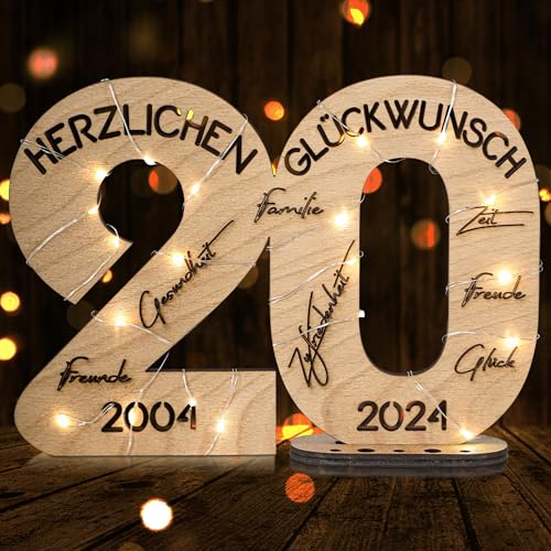 DARO Design - Holz-Schild G&auml;stebuch - Geburtstag Jubil&auml;um - Deko Zahlen 20 Jahre mit Jahreszahlen