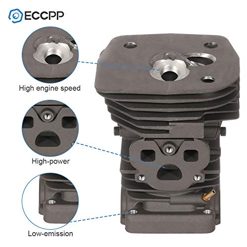 ECCPP 47mm Cylinder Head Piston Kit fit for Husqvarna 455 Rancher 455E 460 Husky Chainsaw Replaces 537 32 04 02 Piston Pin Rings Circlip Chainsaw Parts New
