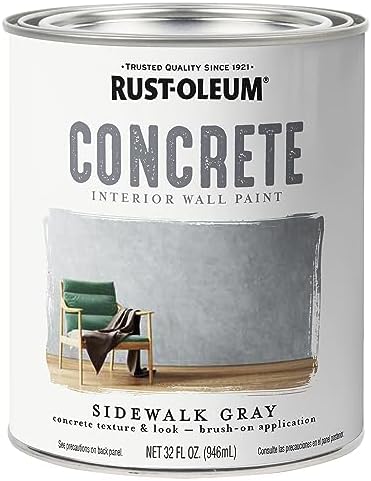Rust-Oleum 379908 Concrete Interior Wall Paint, Quart, Sidewalk Gray