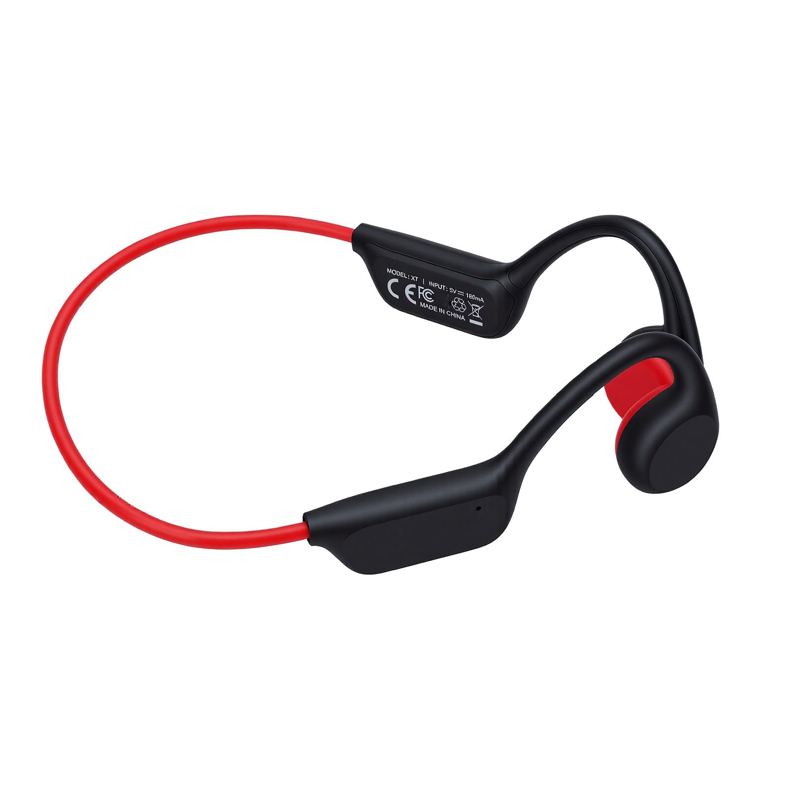 Tangxi Cuffie a Conduzione Ossea, Cuffie Auricolari Aperte Wireless Impermeabili IPX8 con Lettore MP3 da 32 GB Bluetooth 5.4 per Nuoto, Sport, Corsa (rosso)