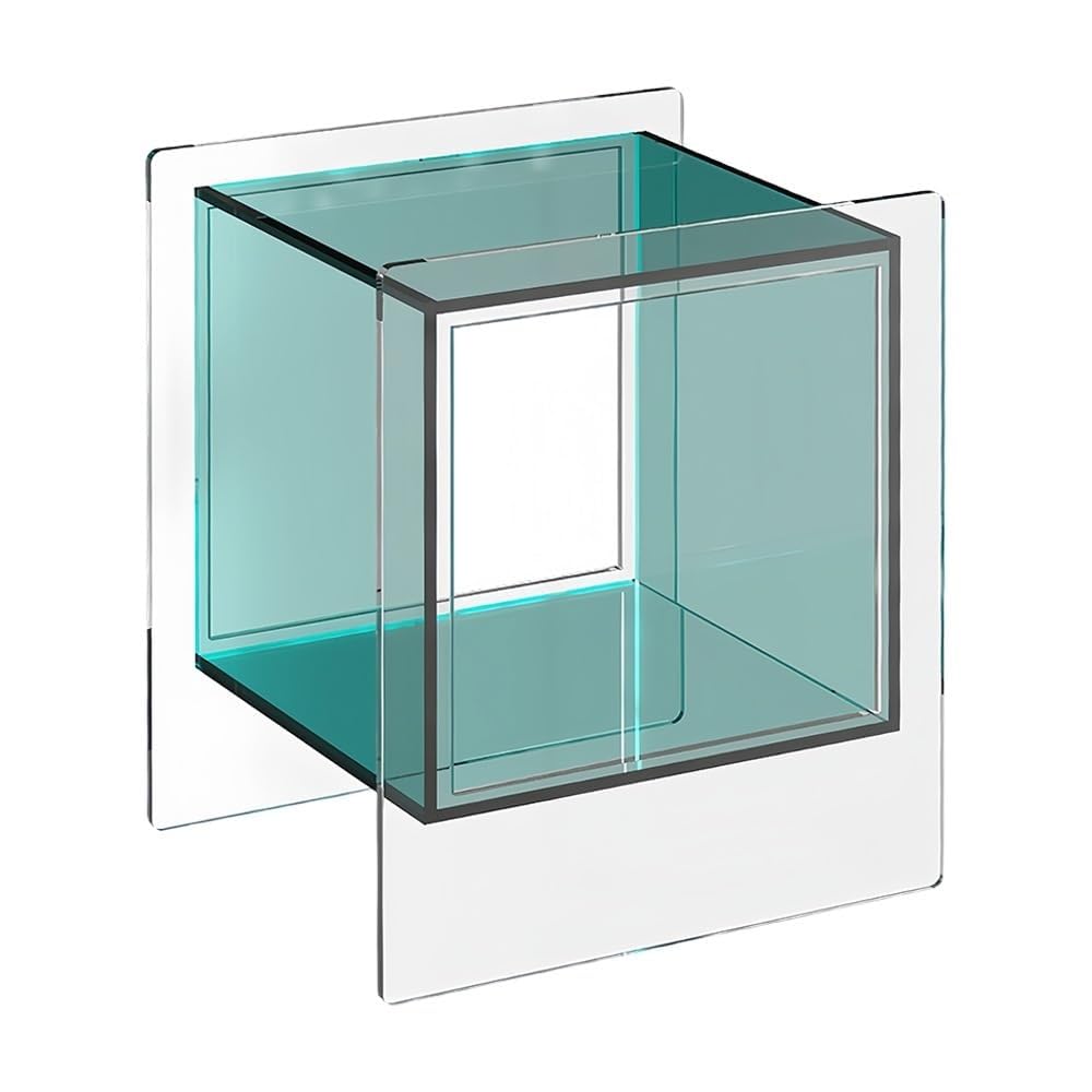 SXZenSpace Geometric Coffee Table Acrylic Side Transparent Nightstand End for Living Rooms Bathrooms Solid Construction(Blue)