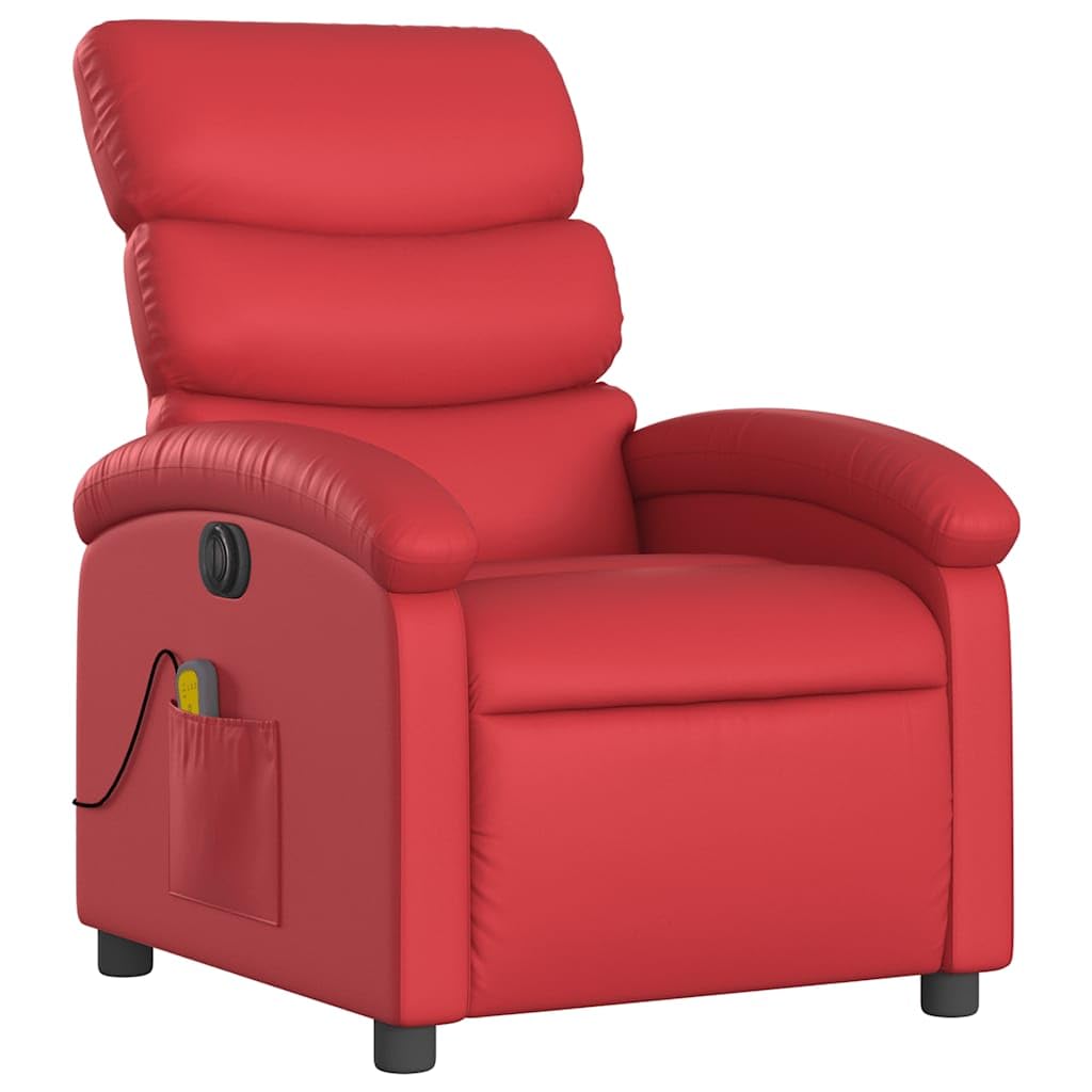 Sillón de masaje eléctrico con 6 puntos de vibración, piel sintética, motor eléctrico para respaldo y reposapiés, sillón de relax con bolsillo lateral, 70 x 92 x 99,5 cm