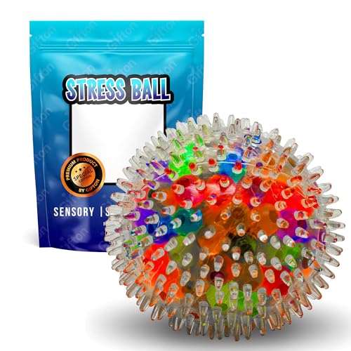 Gifton - Stress Relief Ball Spiky Water Beads - Novelty DNA Sensory Squeeze Soft Fingers Wrist Exercise Ball for Anxiety Autism Bad Habits - Gift for Adults Men Women - Christmas Stocking Filler