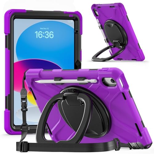 Coque iPad 10e génération violette antichoc silicone rigide avec support