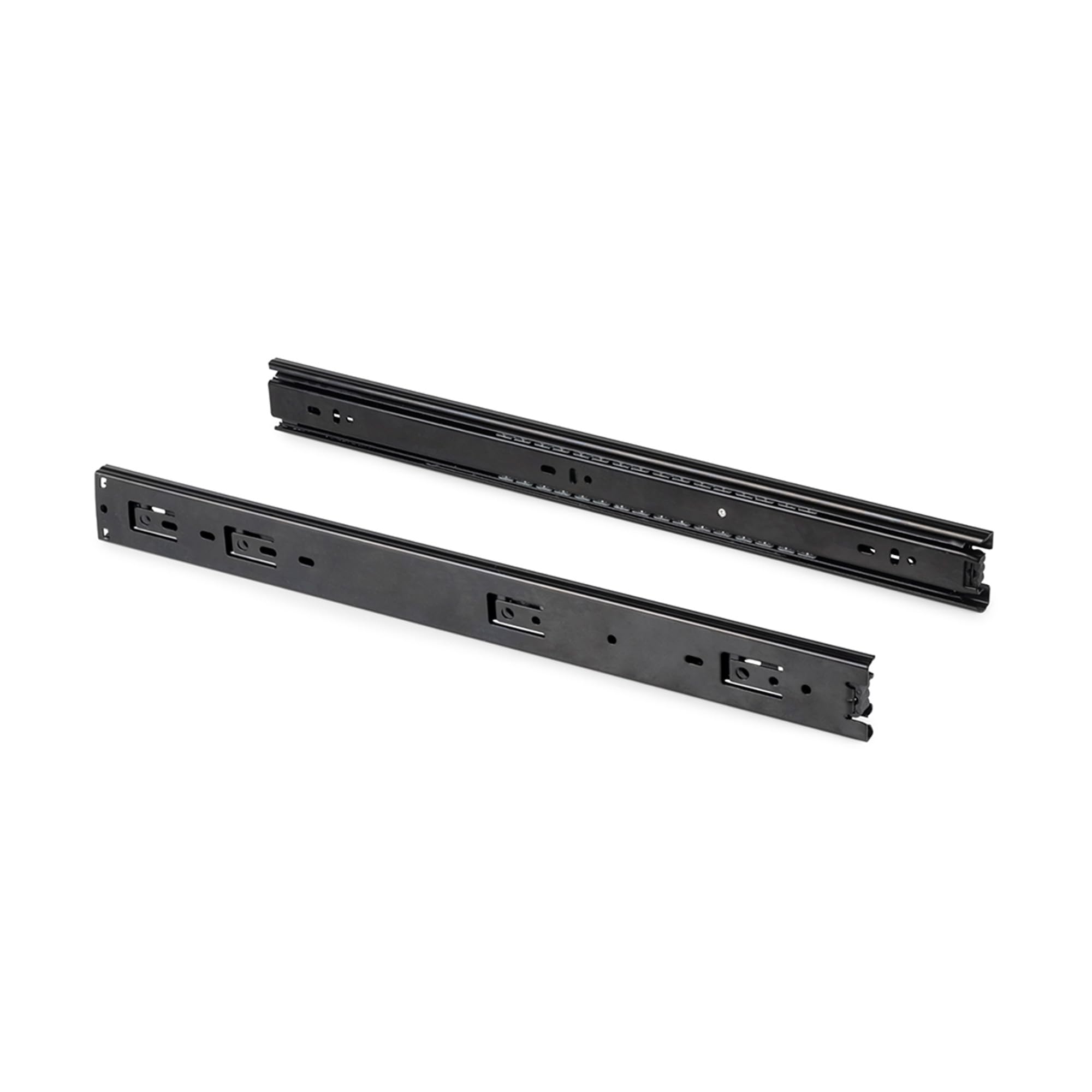 Emuca - Juego de guías correderas a bolas de extracción total 45mm x 600mm para cajón, negro, Lote de 5