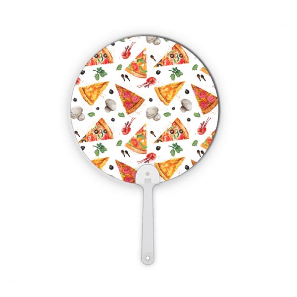Fan portable rond plastique illustration pizza decoration artisanat objet de collection