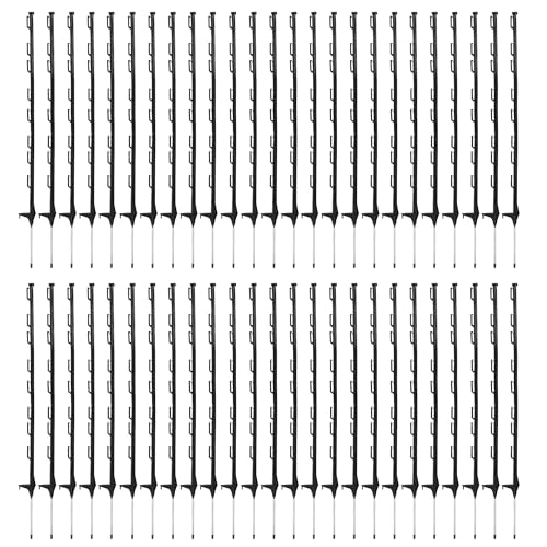 50 x 4ft Black Electric Fence Plastic Poly Posts Temporary Fencing Horse Paddock Line Stakes Poles