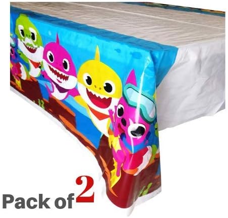FUNTON 2 Pack Plastic Table Cloths 73in x 42in Inches for Parties - Table Cover for Your baby shark Party Supplies and Birthday Decorations