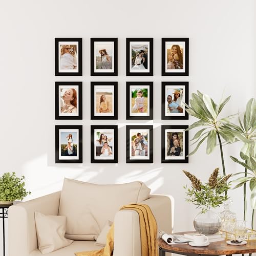 decorUhome 4x6 Picture Frame Set of 10, Display Photos 3.5x5 with Mat or 4x6 Unmatted for Picture Frames Collage Wall Decor, Black