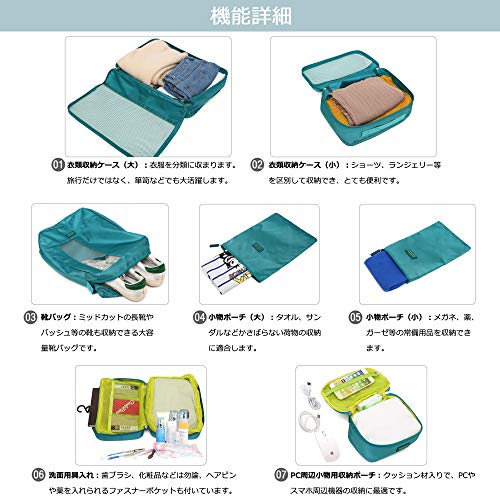 最安値 クロース Kroeus トラベルポーチ アレンジケース 7点セット 旅行 出張 衣類ケース シューズバッグ 洗面用具入れ Pc周辺小物ポーチ 巾着袋 グリーンの価格比較