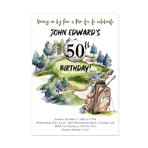 Golf Themed Birthday Invitation, Any Age