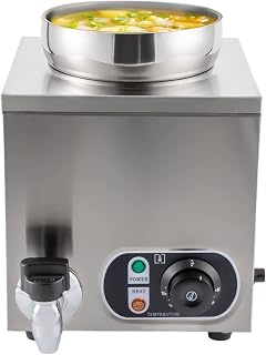 Olla eléctrica para Sopa, de Acero Inoxidable, Redonda, con Grifo para Queso, para bufé de Restaurante, con Temperatura Ajustable de 86 a 185 °F