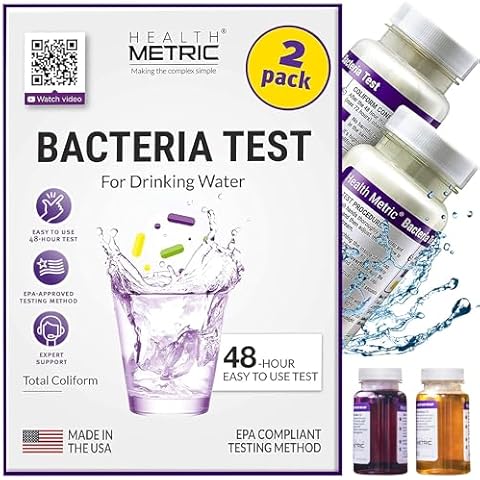 Coliform Bacteria Test Kit for Drinking Water - Easy to Use 48-Hour Water Quality Testing Kit for Home Tap & Well Water | EPA Approved Testing Method | Made in The USA | Incl. E Coli | 2-Pack Cover