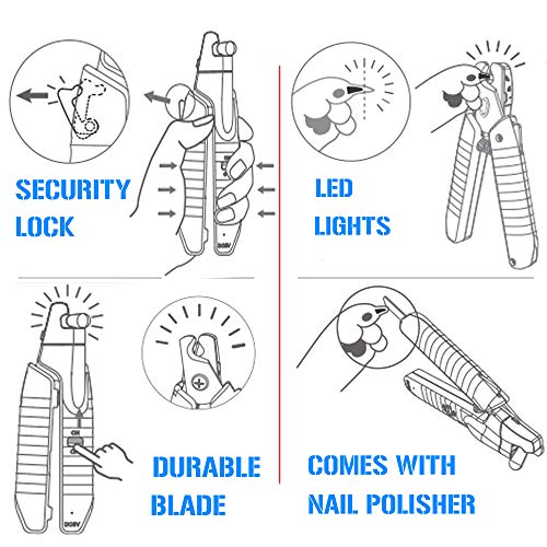 Aodesy Cat Dog Nail Clippers and Trimmer, Pet Nail Clippers with LED Light, Professional Pet Trimmer Dog Cat Pet Nail Clippers, Professional Grooming Tools Kit for Animals Claw Care