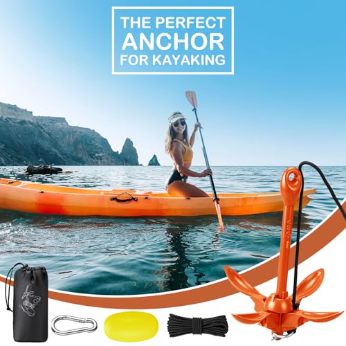Image of Lounsweer 2 Pack 1.5 /3.5 lb Marine Kayak Anchor Kit Folding Grapnel Anchor Kit Boat Kayak Fishing Accessories for Small Boats Kayaks Canoe Paddle Boards