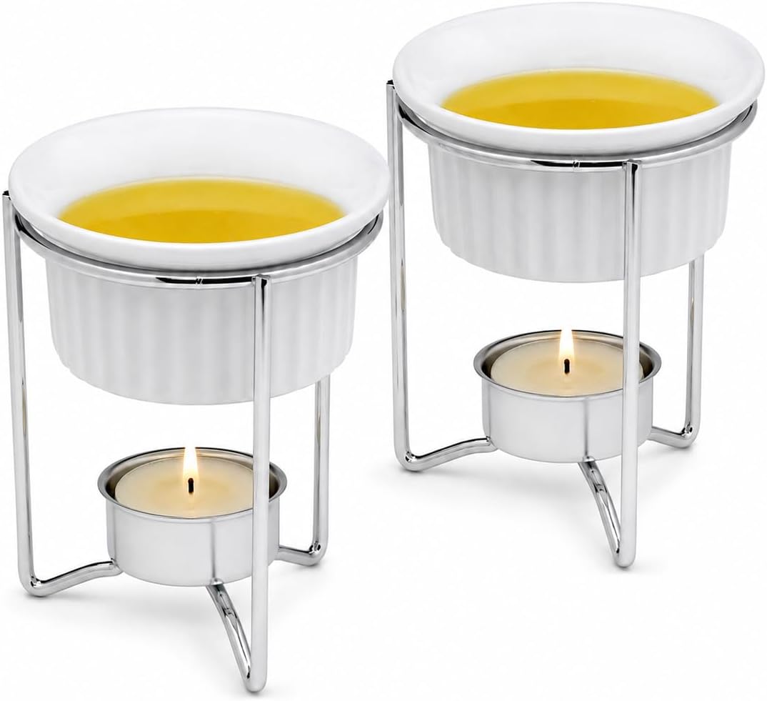 Maine Man Butter Warmer Set, For Serving Melted Butter, Seafood Dipping Sauces, and Condiments, 3-Ounce Capacity