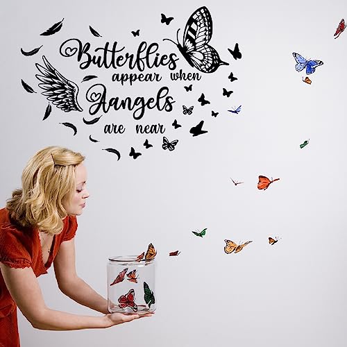 SUPERDANT Butterfly Angel Wings Wall Decals Wall Stickers Inspirational Quotes Wall Mural Black Motivational Saying Girls Women Classroom Living Room Decorations Art Wall Sticker Vinyl Transfer - Image 3