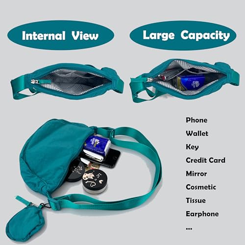Image of Nylon Crescent Crossbody Bag for Women Purses Trendy Men,Small Travel Sling Bag Hobo