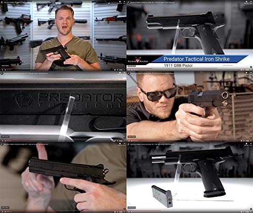 Evike Airsoft - Pred.ator Tactical Iron Shrike Gas Blowback 19.11 Pis.tol By King Arm.s (Color: Black / Co2 / Rai.l) #TOP4