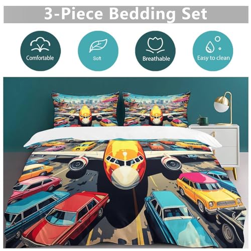 Housse de couette avion 3D douce et respirante avec zip - 6