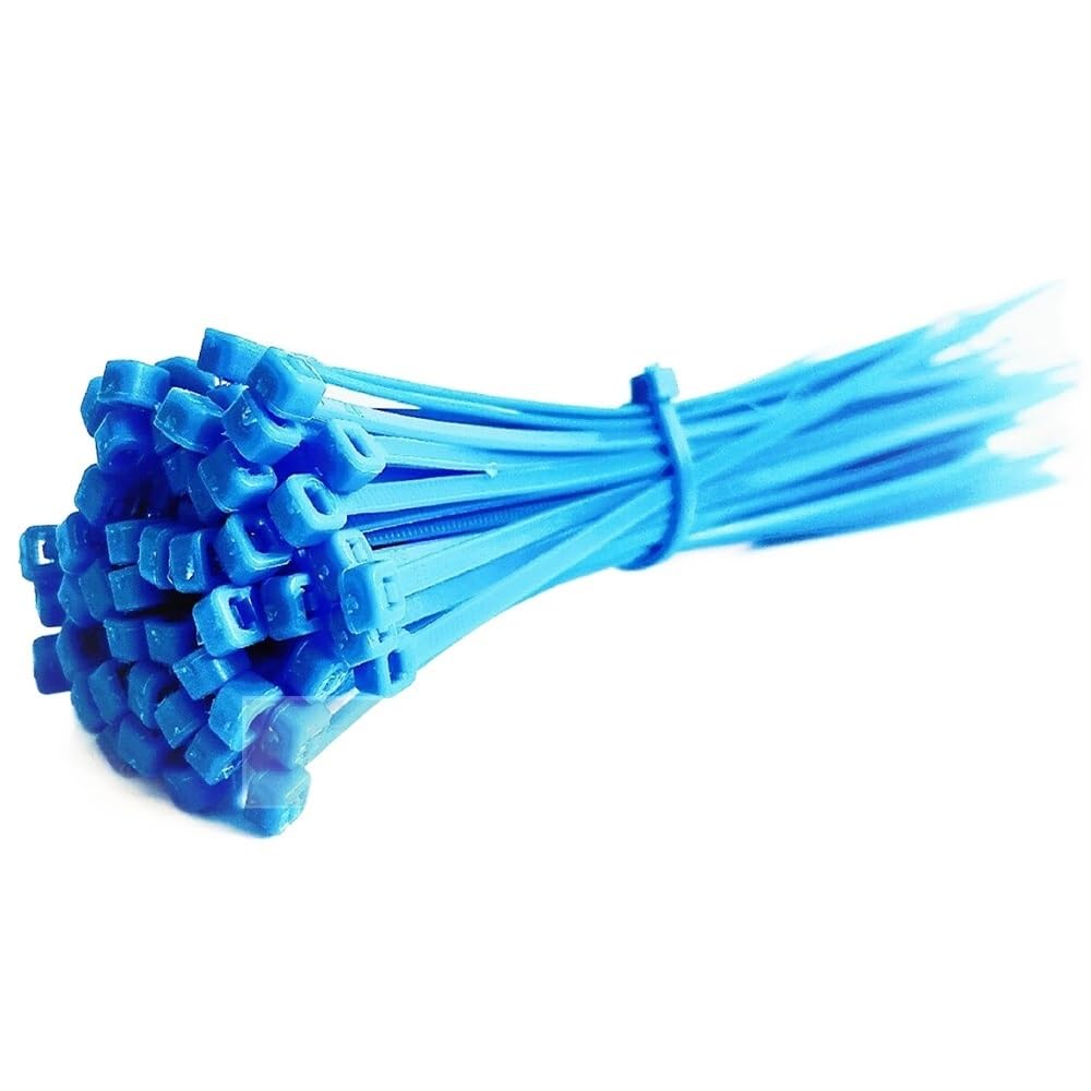 Azul 100 bridas para cables con autobloqueo, bridas para cables de nailon de plástico, bridas para cables de 3 * 100 mm, 3 * 200 mm, 4 * 100 mm, 4 * 250 mm (color: azul, tamaño: 3x100) (azul 3x200)