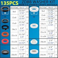 ZDBB 135 PCS Sanitär-Gummi Unterlegscheiben Assorted Kit und flache Silikondichtung Sortiment Set für Wasserhahn Dusche Kopf Unterlegscheiben Gartenschlauch Rohrdichtungen – Ansicht 2