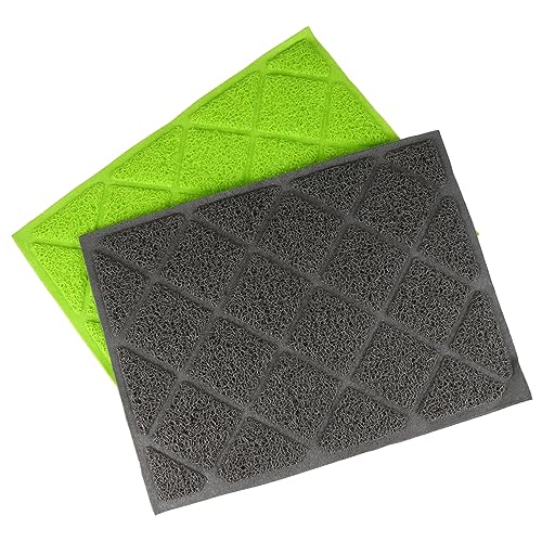 Happyyami Cat Mats for Litter Box 2pcs Pet Feeding Placemat Large Licking Pad for Dogs Grippers for Cat Mat
