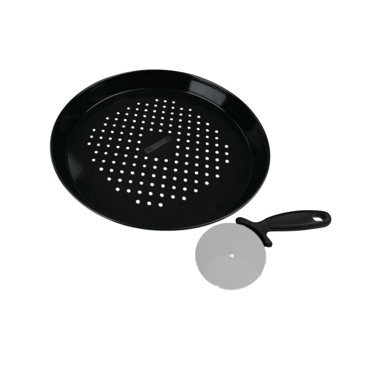 FMprofessional 9913750 Pizza Cutter, Pizza Cutter, Perforated Pizza Pan, Frozen Pizza Plate, Stainless Steel, Aluminium, 32 cm, 21 cm
