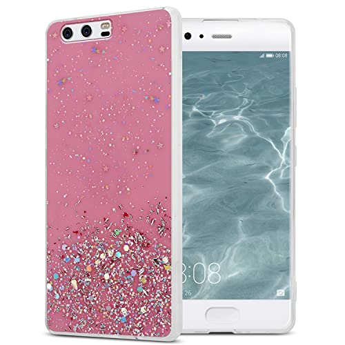 Cadorabo Custodia compatibile con Huawei P10 in Rosa con Glitter - Custodia protettiva in silicone TPU con glitter scintillanti - Ultra Slim Back Cover Case