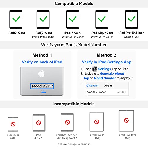 Ipad 9Th Generation Case With Keyboard, Slim Leather Folio Smart Cover For Ipad 2021 9Th & 8Th & 7Th & Air 3Rd Gen 7 Color Backlit Keyboard With Pencil Holder, Ipad 10.2 2021 & Air 10.5 Compatible #TOP2