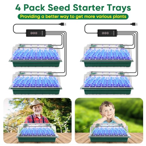 BlumWay Seed Starter Tray with Grow Light,4 Pack 160 Cells Seedling Tray with Humidity Dome/Indoor Grow Kit for Deep-Rooted Seedlings,Adjustable/Timed Light Plant Starter Set by BlumWay - Image 8