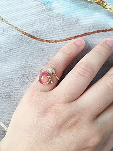 Mood Ring for Women Girls Size Adjustable easy, Gold Plated Brass Oval Stone Color Change Fox Rings, Cool Aesthetic Statement Mood Ring for Teen Girls3