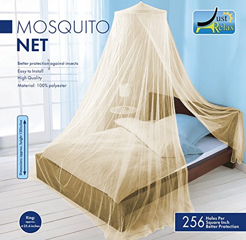 Just Relax Mosquito NET, Elegant Bed Canopy Set Including Full Hanging Kit, Ideal for Indoors or Outdoors, Intended for a for Covering Beds, Cribs, Hammocks (Beige, Queen/King) - Thumbnail 5