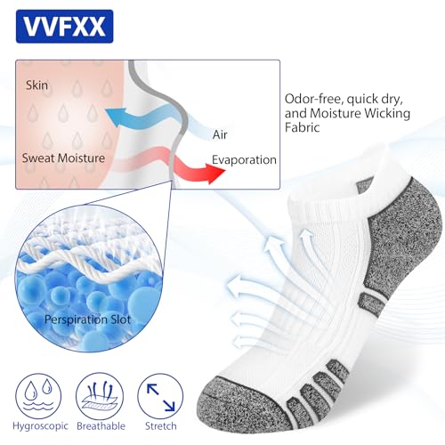 Women's Ankle Athletic Moisture Wicking Socks Running Short Thick Breathable Cushioned Low Cut Tab Sports Socks 6 Pairs2