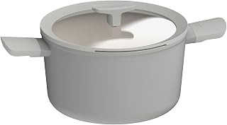 Balance Non-stick Ceramic Stockpot 10", 5.8qt., Multifunctional Glass Lid, Recycled Aluminum, CeraGreen Non-toxic Coating, Stay-cool Handle, Induction Pan, For Stew Soup Steam, Moonmist