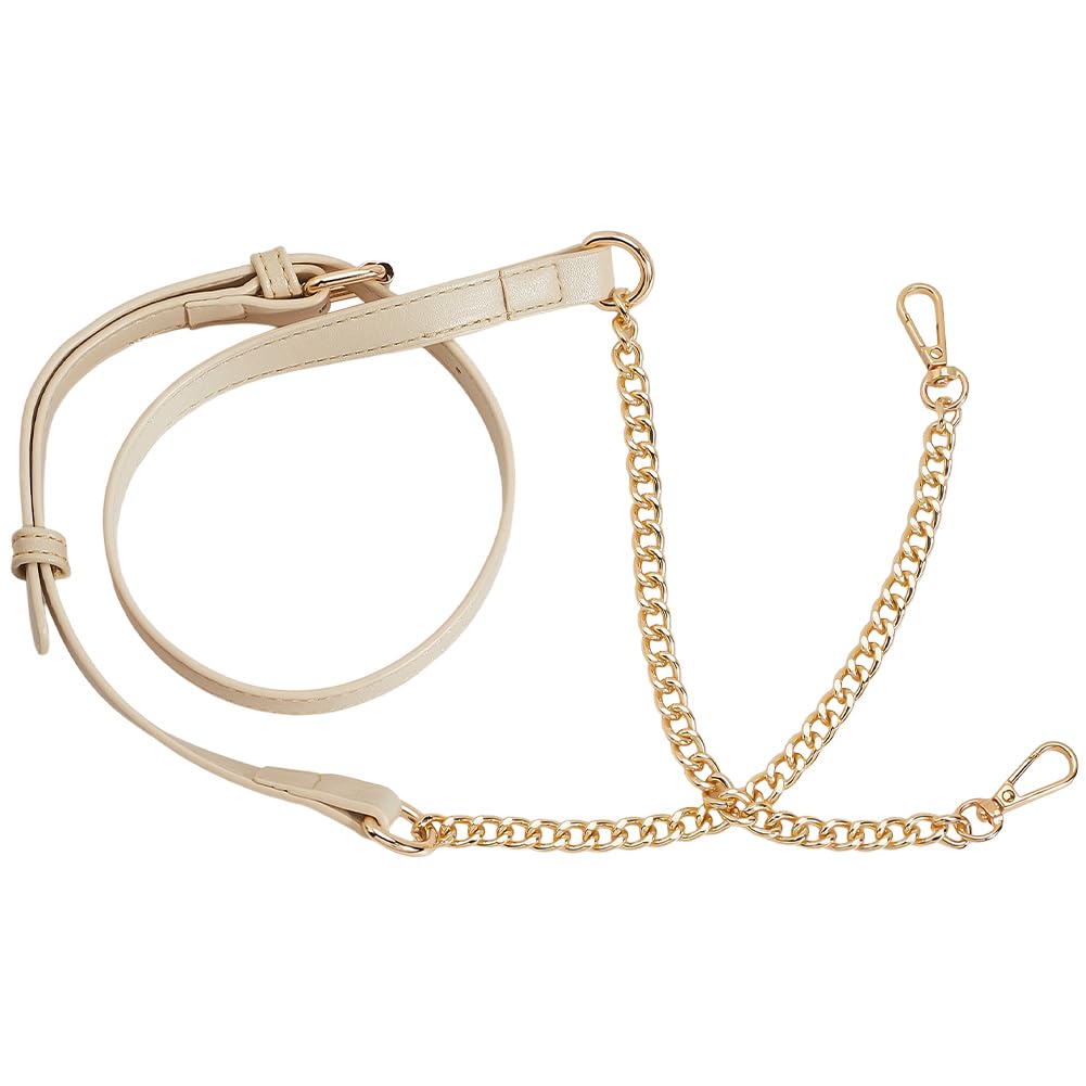 Sangle de rechange en cuir synthétique blanc et chaîne dorée Beebeecraft