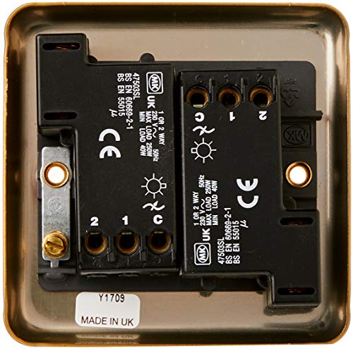 MK K1532SAG 250W 2-Way Double Dimmer - Satin Gold - Image 2