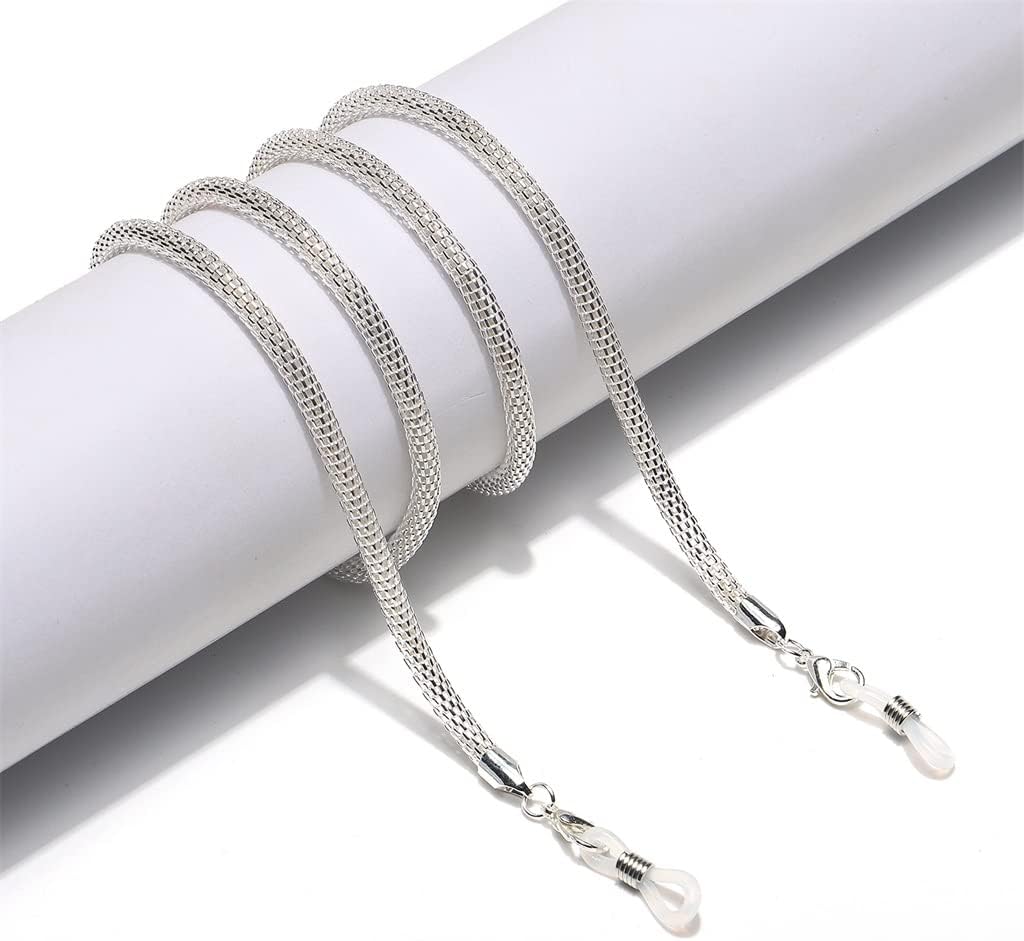 Metal Eyeglass Rope Lanyard Eyeglass Accessories Eyeglass Chain Not Easy to Fade Mesh Chain Longer Thicker 4.0mm(Black)