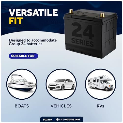 image for Five Oceans Marine Battery Tray for Boat, Group 24, Black, 11