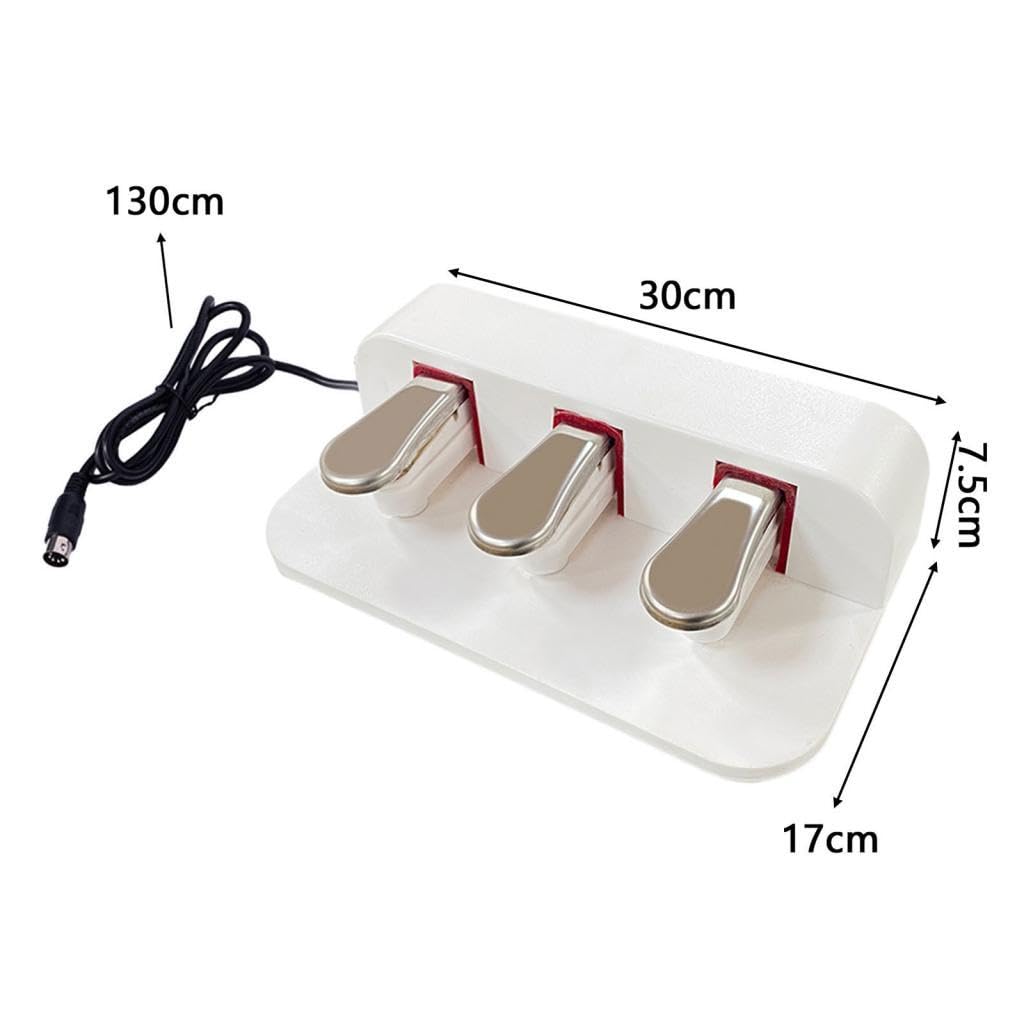 Pédale de sustain antidérapante triple pédale pour clavier piano électrique Performance Blanc 30 x 7,5 x 17 cm